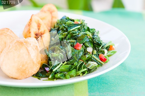 Image of Callaloo Vegetable (Spinach) and Friend Dumplings - Caribbean St