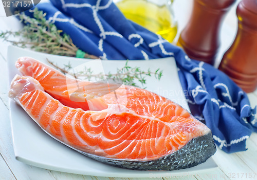 Image of raw salmon steak