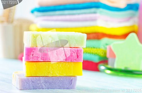 Image of Assortment of soap and towels