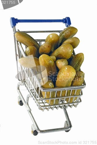 Image of Cucumbers in a trolley isolated