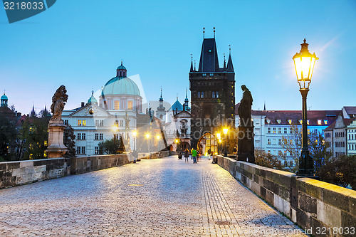 Image of Charles bridge early in the morning