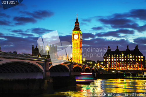 Image of London with the Clock Tower and Houses of Parliament