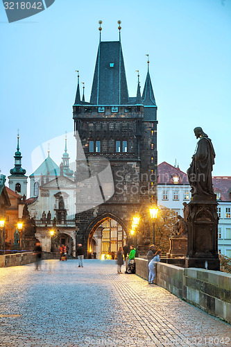 Image of Charles bridge early in the morning