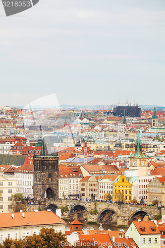 Image of Overview of old Prague with Charles bridge