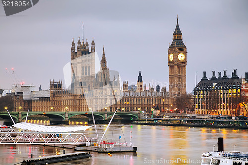 Image of London with the Clock Tower and Houses of Parliament