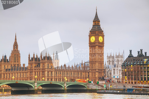 Image of London with the Clock Tower and Houses of Parliament