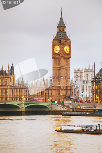 Image of London with the Clock Tower and Houses of Parliament