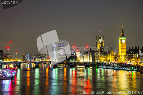 Image of London with the Clock Tower and Houses of Parliament