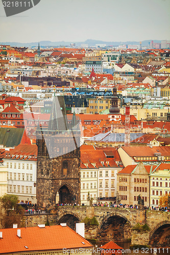 Image of Overview of old Prague with Charles bridge