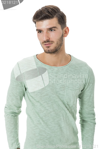 Image of young man in casual fashion on white