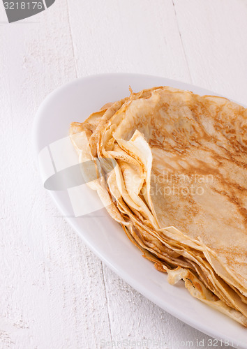 Image of Delicious Pancakes on Plate Served