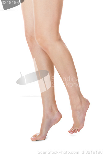 Image of Elegant long bare female legs