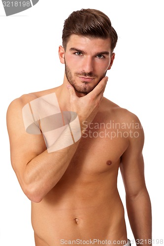 Image of Handsome shirtless naked young man