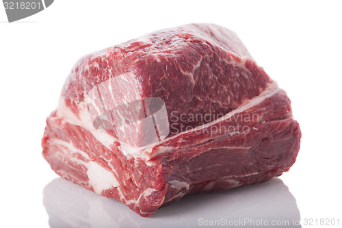 Image of Fresh Slice of Beef Meat on White Background