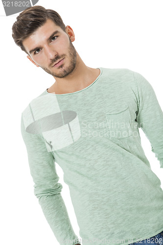 Image of young man in casual fashion on white