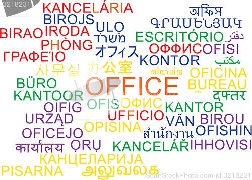 Image of Office multilanguage wordcloud background concept