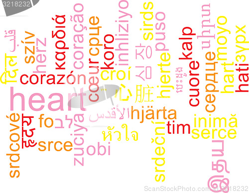 Image of Heart multilanguage wordcloud background concept