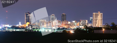 Image of Fort Worth Texas Downtown Skyline Trinity River Late Night