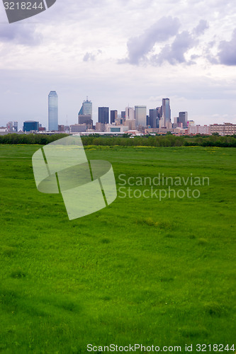 Image of Vertical Composition Greenbelt Dallas Texas City Skyline Storm B