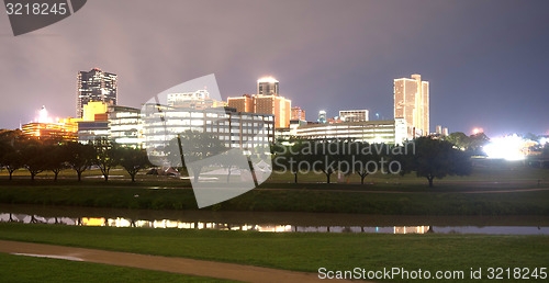 Image of Fort Worth Texas Downtown Skyline Trinity River Late Night