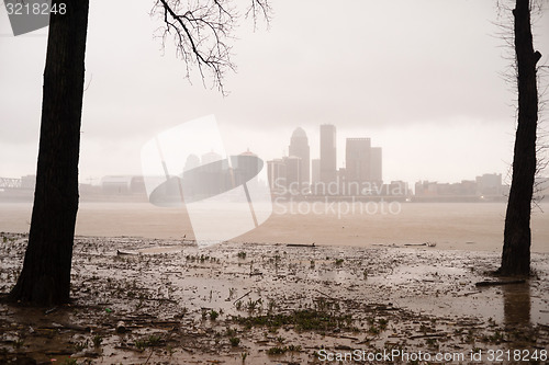 Image of Historic Storm Flooding Ohio River Overflowing Louisville Kentuc