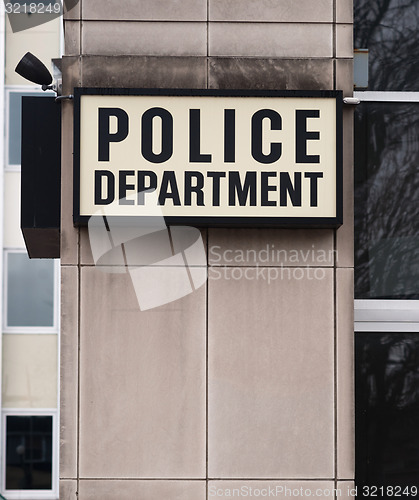 Image of Downtown Precinct Police Department Sign Law Enforcement Buildin