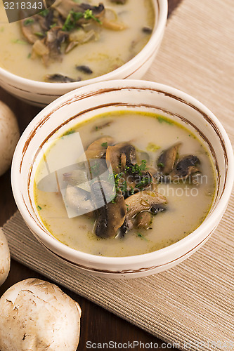 Image of mushroom soup on a table