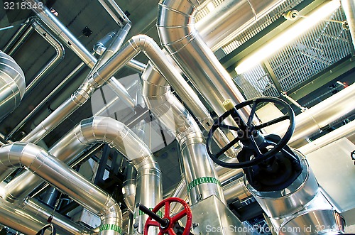 Image of Industrial zone, Steel pipelines, valves and cables