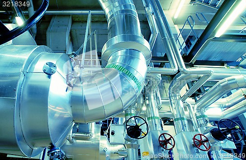 Image of Industrial zone, Steel pipelines, valves and cables