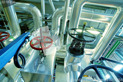 Image of Industrial zone, Steel pipelines, valves and cables