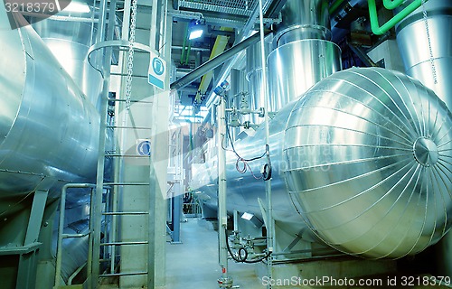 Image of Industrial zone, Steel pipelines, valves and cables