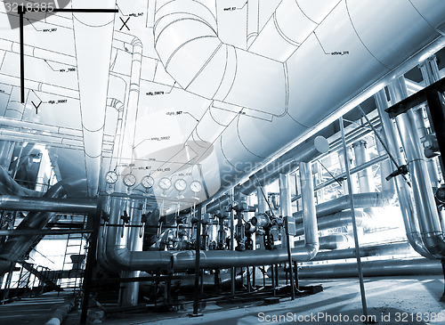 Image of Sketch of piping design mixed with industrial equipment photos