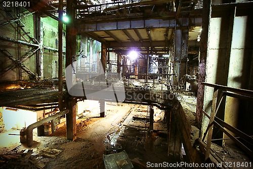 Image of Old creepy, dark, decaying, destructive, dirty factory