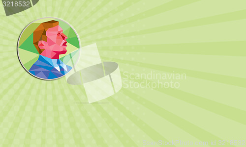 Image of Business card Businessman Looking Up Circle Low Polygon