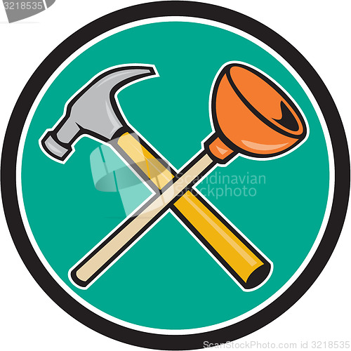 Image of Crossed Hammer Plunger Circle Cartoon 