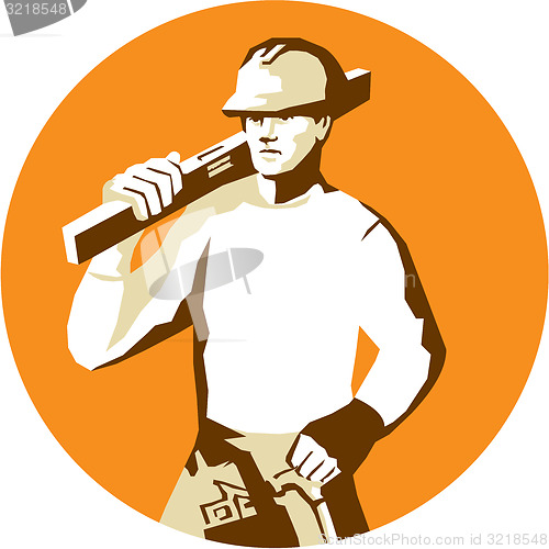 Image of Builder Construction Worker Spirit Level Toolbelt Stencil