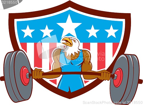Image of Bald Eagle Weightlifter Barbell USA Flag