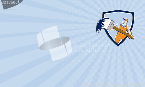 Image of Business card House Painter Giant Paintbrush Shield Cartoon