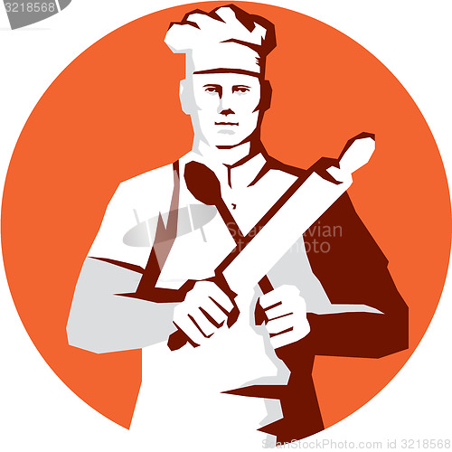 Image of Chef Cook Rolling Pin Spatula Stencil