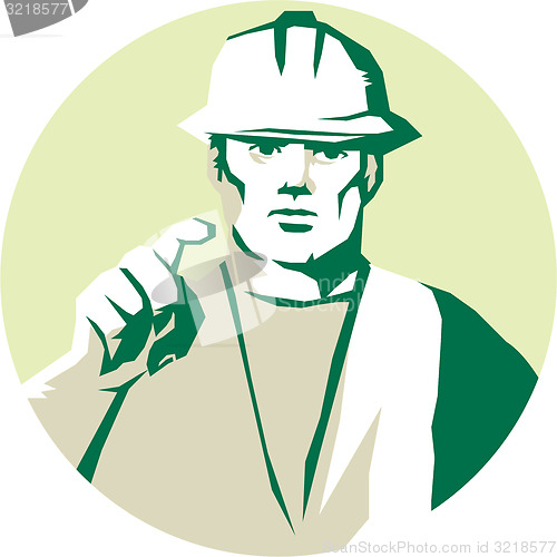 Image of Builder Construction Worker Pointing Finger Stencil