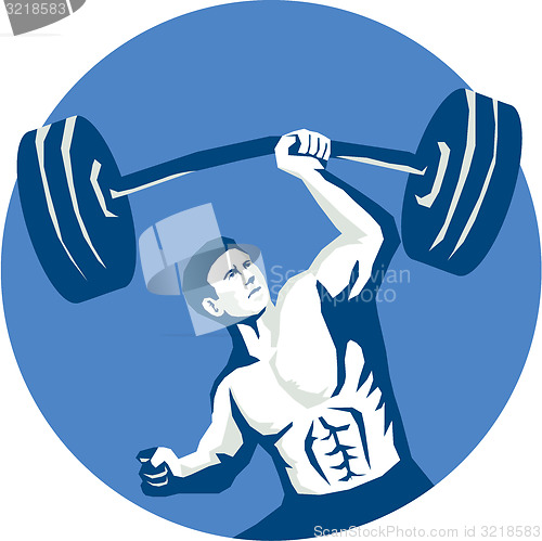 Image of Strongman Lifting Barbell One Hand Stencil