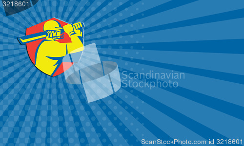 Image of Business card Cricket Player Batsman Batting Shield Retro