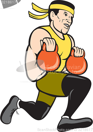 Image of Crossfit Runner With Kettlebell Cartoon