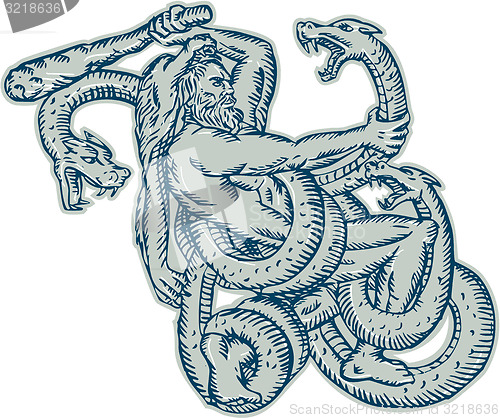 Image of Hercules Fighting Hydra Club Etching