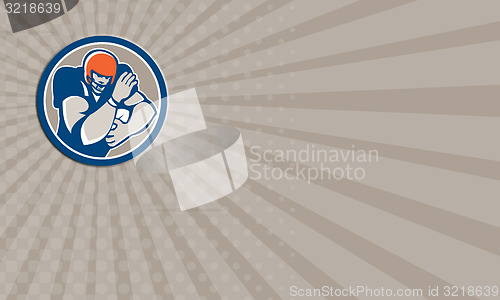 Image of Business card American Football Player Fend Off Circle Retro