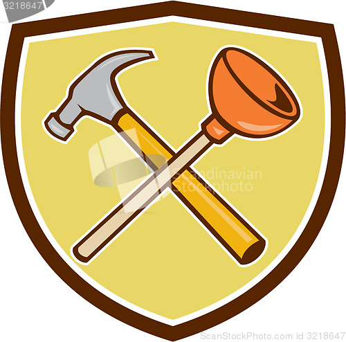 Image of Crossed Hammer Plunger Crest Cartoon 