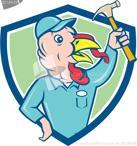 Image of Turkey Builder Hammer Shield Cartoon