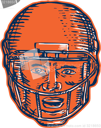 Image of American Football Player Head Etching