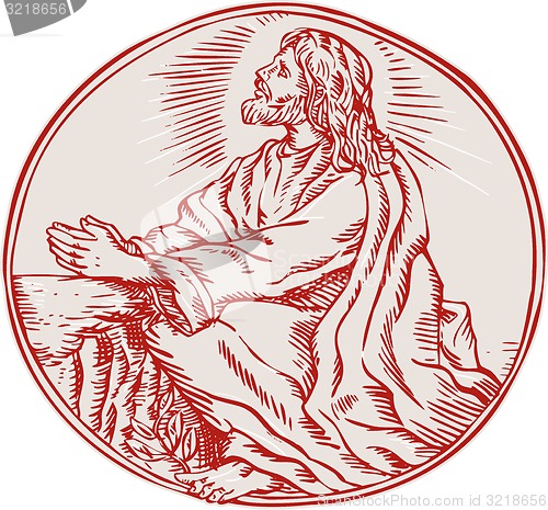 Image of Jesus Christ Agony in the Garden Etching