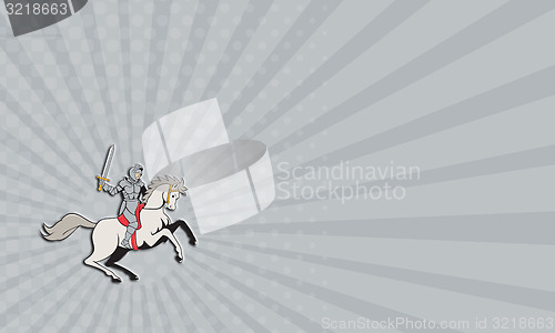 Image of Business card Knight Riding Horse Sword Cartoon